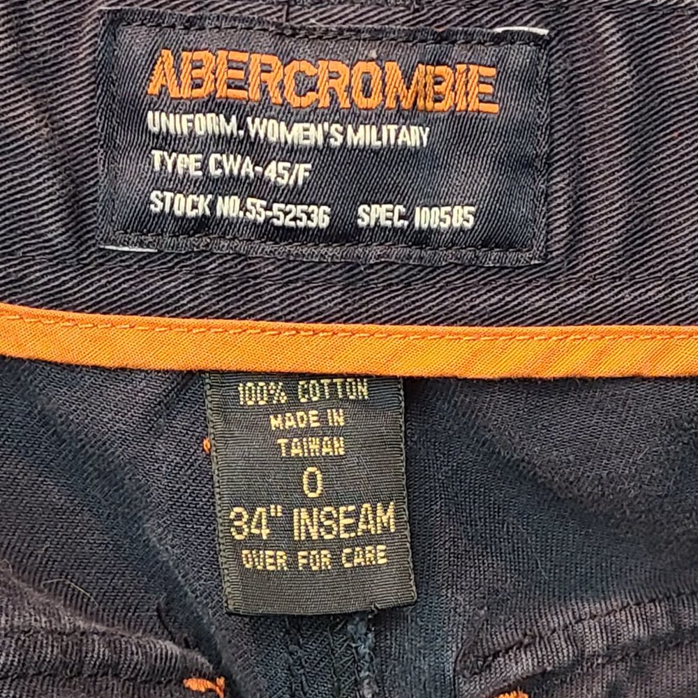 Vintage Abercrombie Pants Uniform Womens Military Blue Pants Womens 0  34 Inseam - Picture 7 of 11